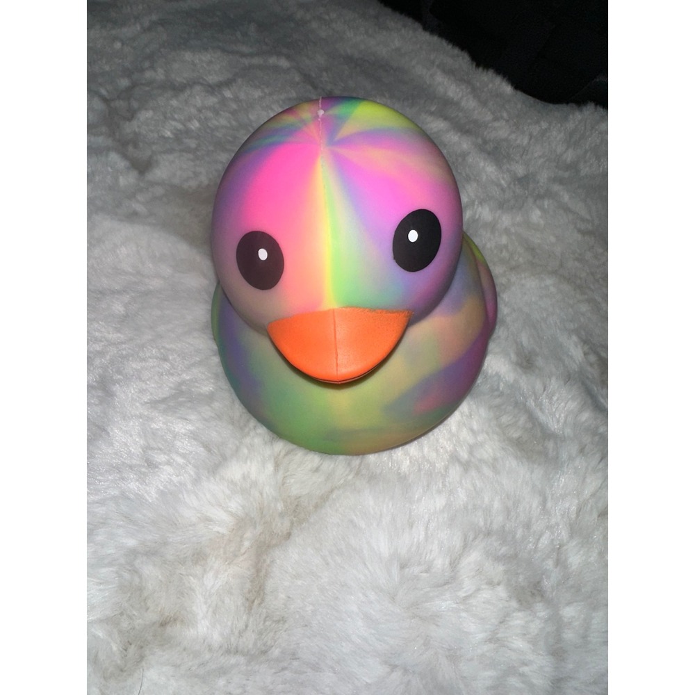 Squeezy Rainbow Rubber Duck Sensory Fidget Toy Pink Blue Tie Dye Stress Relief 2